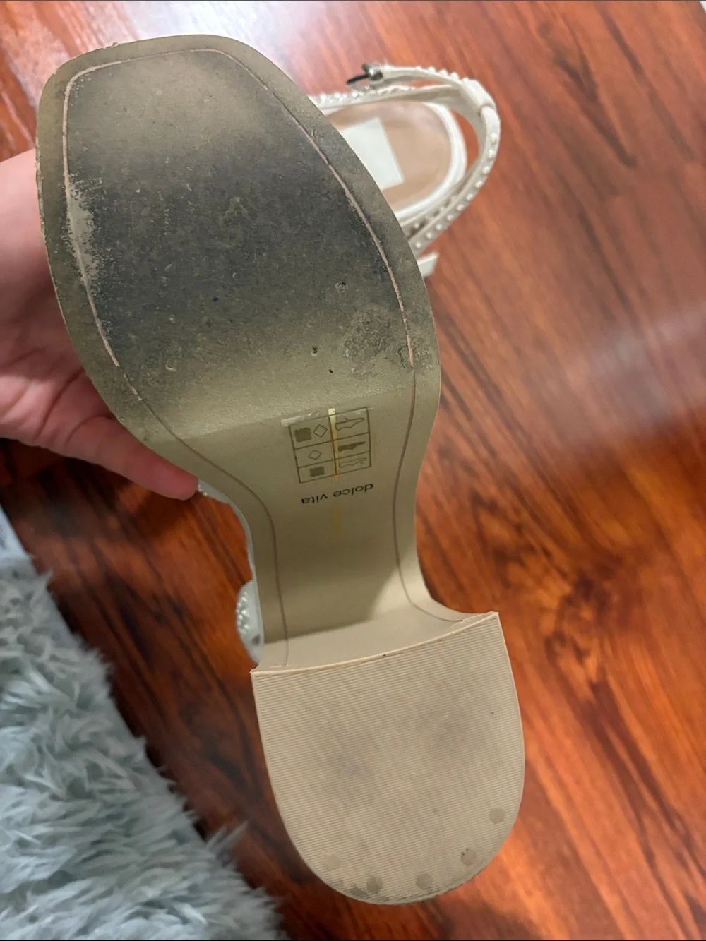 Dolce Vita Pearl-Embellished Ivory Platform Sandals